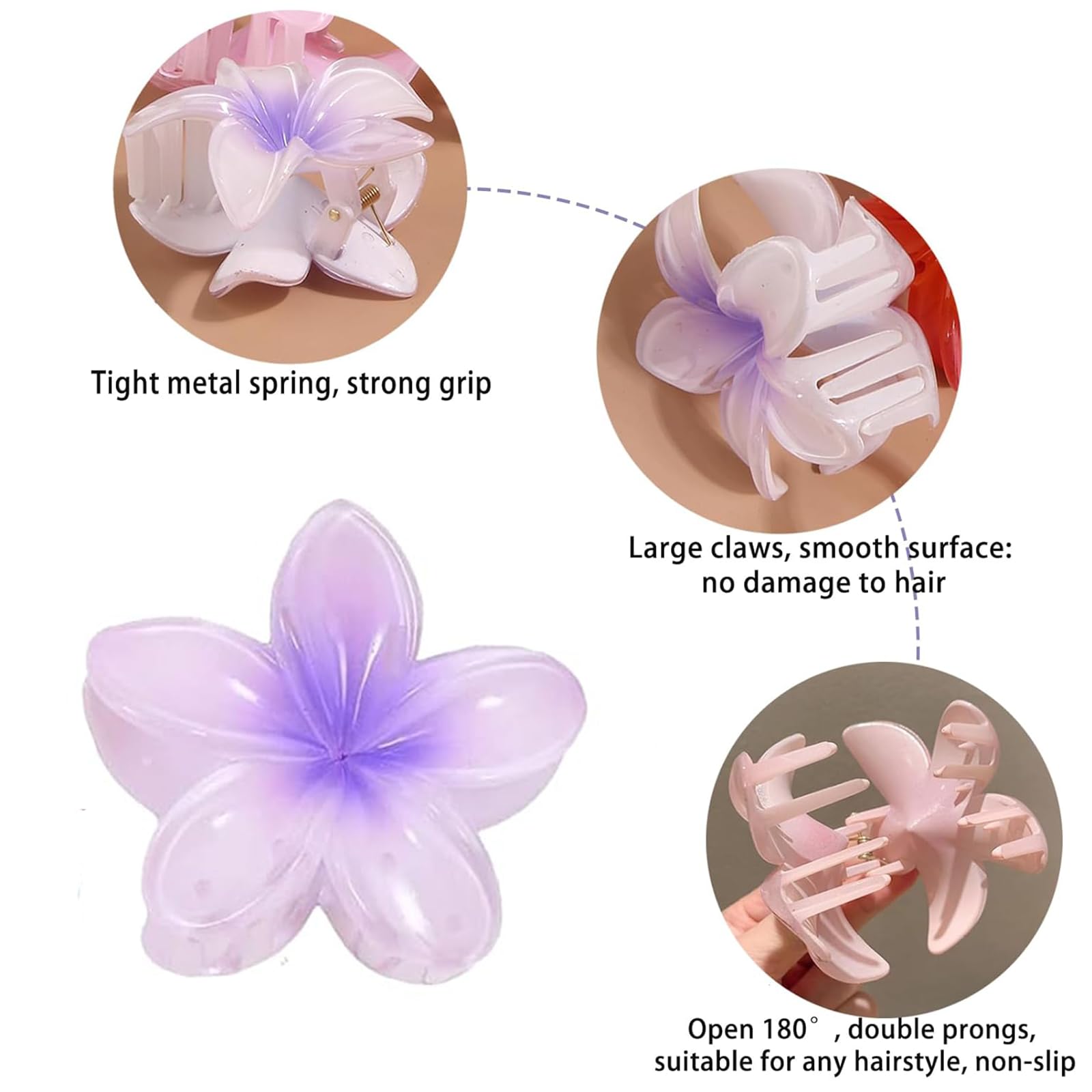 Set Di 2 Fermagli Per Capelli A Forma Di Fiore – Neri – Piccoli – Artiglio A Mascella - Foto 3