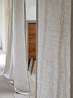 Vista 1 de Cortinas de lino 100 % natural con bolsillo para barra, 96 pulgadas de largo para sala de estar, 2 paneles, cortinas semiopacas, neutrales