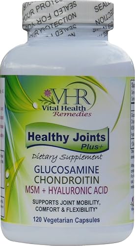 Vital Health Remedies Articulaciones saludables Plus+ con glucosamina, condroitina, MSM + ácido hialurónico. Combinación de mayor potencia