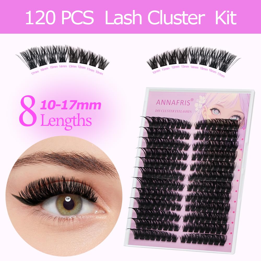 ANNAFRIS Ciglia Finte Ciuffetti Kit Naturali DIY Extension Ciglia Cluster Lashes con Pinze e Colla(HS,100P)