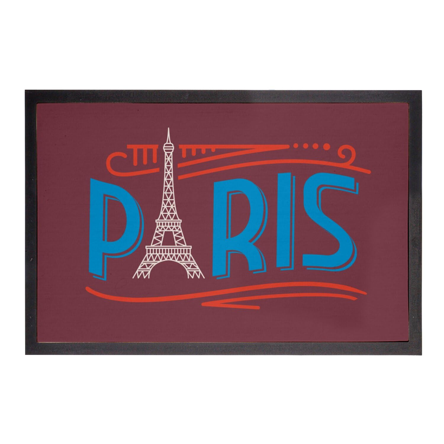 Paillasson rouge Paris France Vintage Tour Eiffel 60x40cm