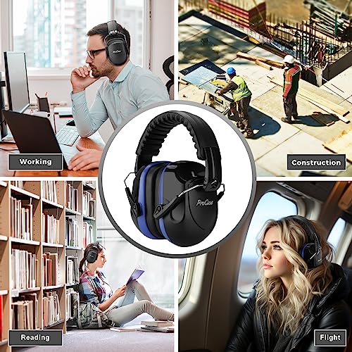 Image of ProCase Noise Reduction Ear Muffs, Sound Proof Ear Protection, NRR 28dB Noise Cancelling Headphones for Adults Kids Autism, Hearing Protection for Mowing -Blue