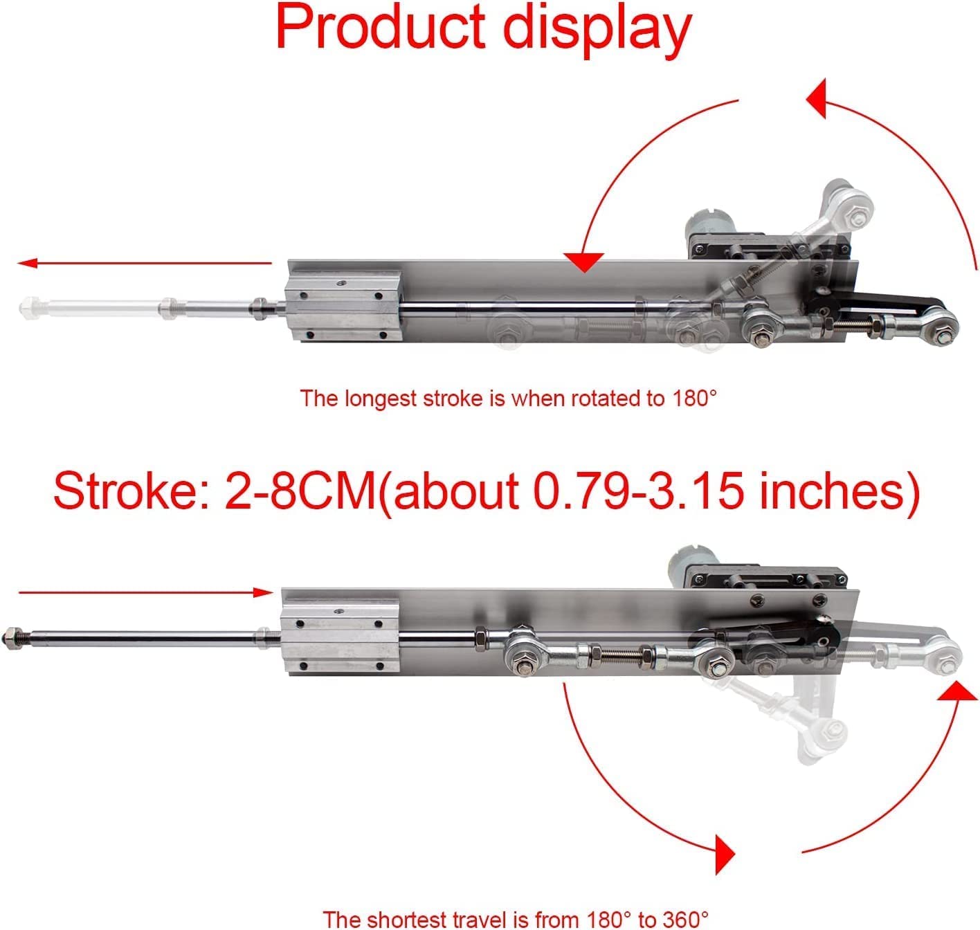 top-tool Reciprocating Cycle Linear Actuator Gear Adjustable Telescopic Motor DIY Motor with Speed Controller Stroke 2-8CM (DC 24V, 120RPM)