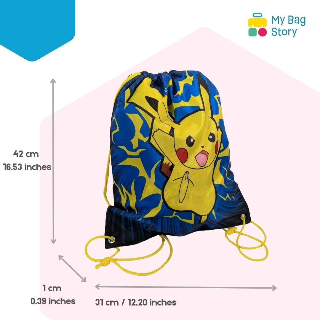 Image secondaire de mybagstory - Sac de Piscine pour Garcon Pokémon - Bleu - Enfant - Ecole - Garderie - Taille 42 cm - Bretelles réglables - Ficell
