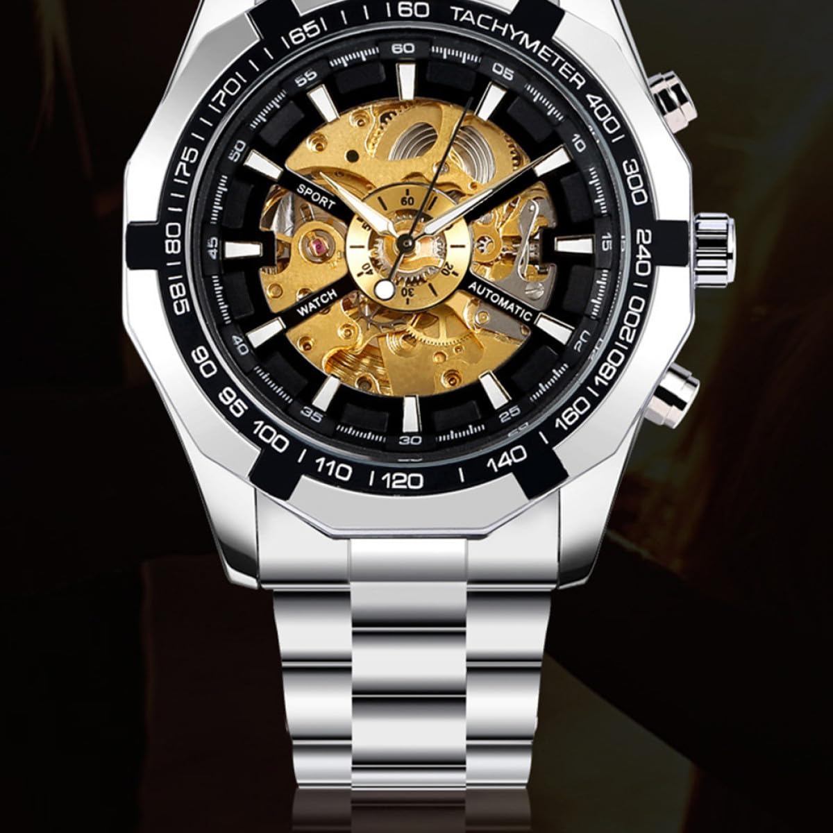 Ciieeo Reloj Mecánico Esqueleto Estilo y Elegancia sin Batería para Hombre y Aleación de Zinc Esfera Clara Adecuado para Asistir a Cualquier Ocasión