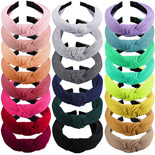 SIQUK 22 Pieces Headbands for Women Top Knot Turban Headbands Wide Plain Headband Hair Accessories for Women Girls, 22 Colours