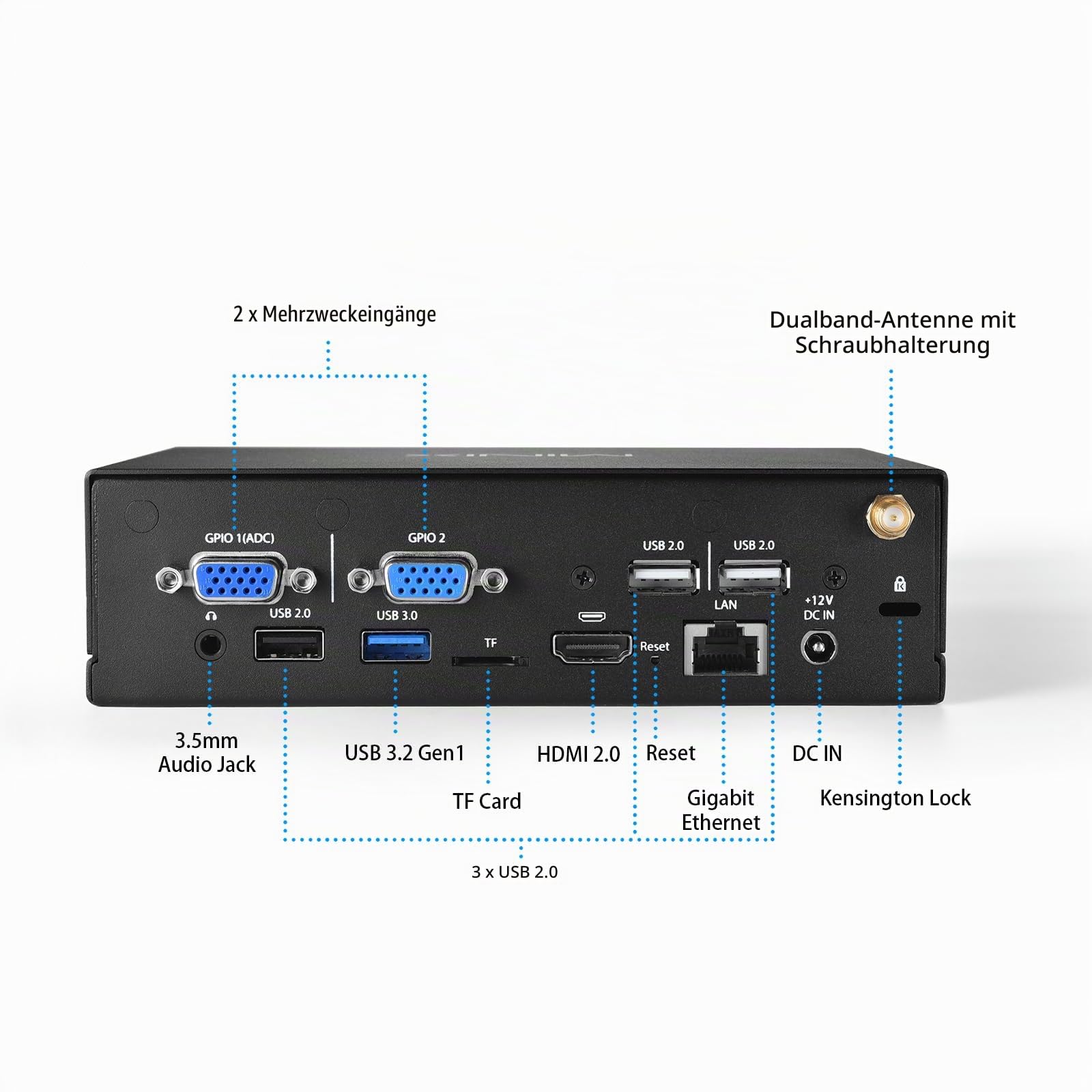 MINIX RIC R35-4 Lüfterloser industrieller Android-Player, 4K Ultra HD/4 GB DDR4/64 GB eMMC 5.1/GLAN/6 Com/Pre-Rooted Firmware/Wake On LAN/Auto Power Ideal für Digital Signage, POS und industrielle