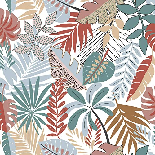 DOULITO Toile cirée au mètre - Largeur 140 cm - Feuillage - Blanc