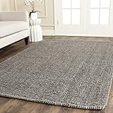 SAFAVIEH Area Rug 5x8 - Natural Fiber Collection - Light Grey, Handmade Jute, Farmhouse Style, Chunky Textured Thick Pile (NF447G)