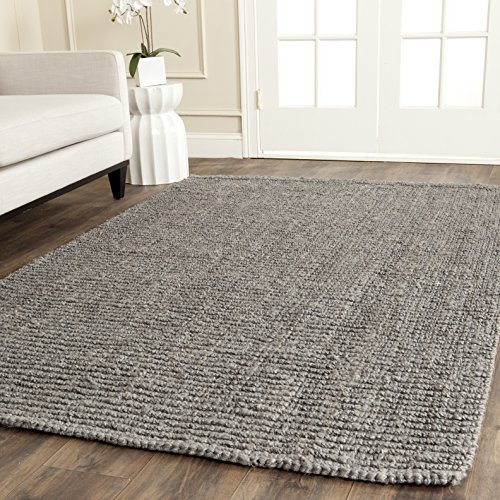 Tapete decorativo de yute hecho a mano 5x8 ft gris claro