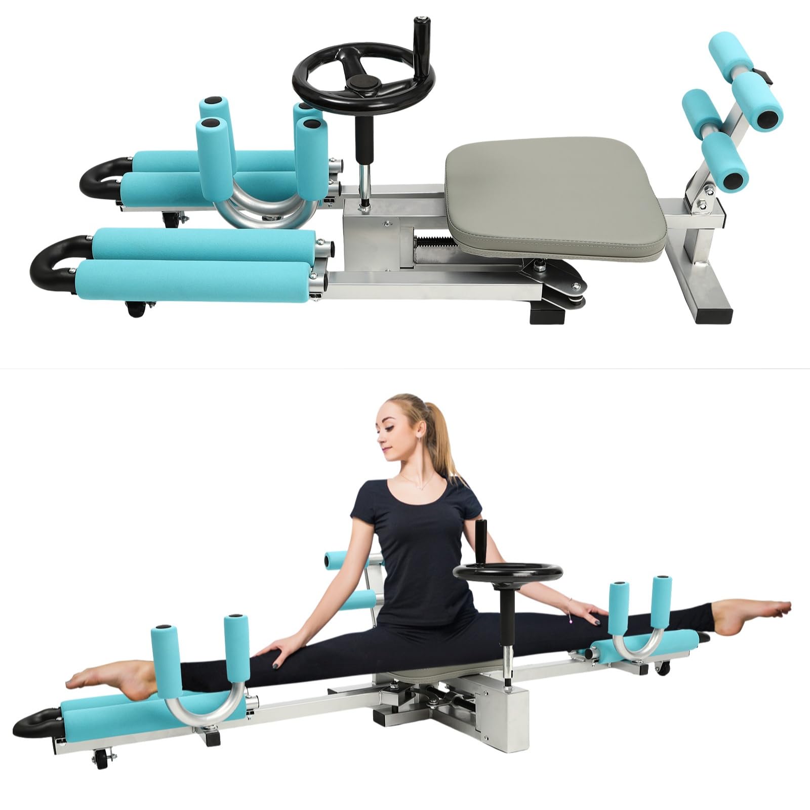 Splits Trainer, Leg Stretcher Machine with Rotating Crank for People Over 3.94ft, 330lbs Capacity Leg Spreader for Stretching 0-210°