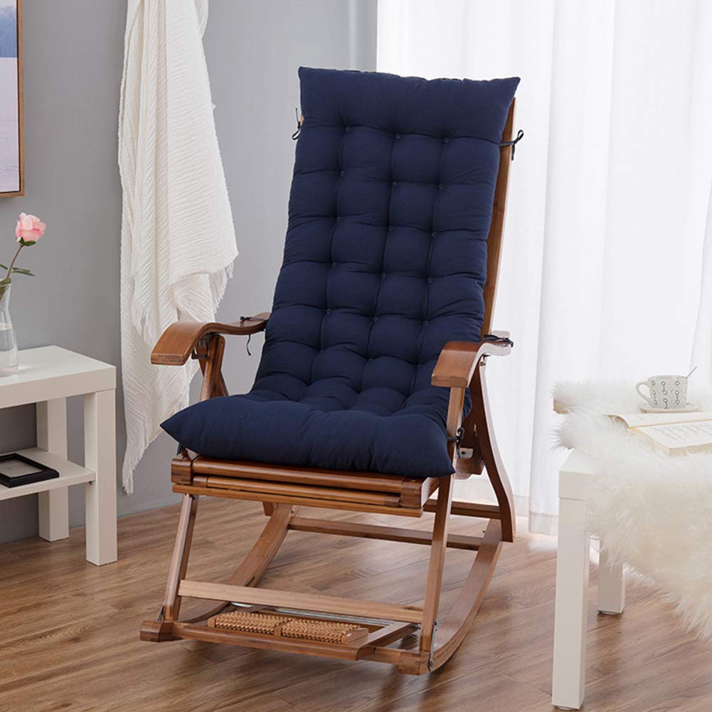 Patio Chair Cushions Rocking Chair Thick Padded High Seat Back Chair Cushion with 6 Ties for Lounge Chair Bench Cushion 19x47x3"(48x120x8cm),Blue