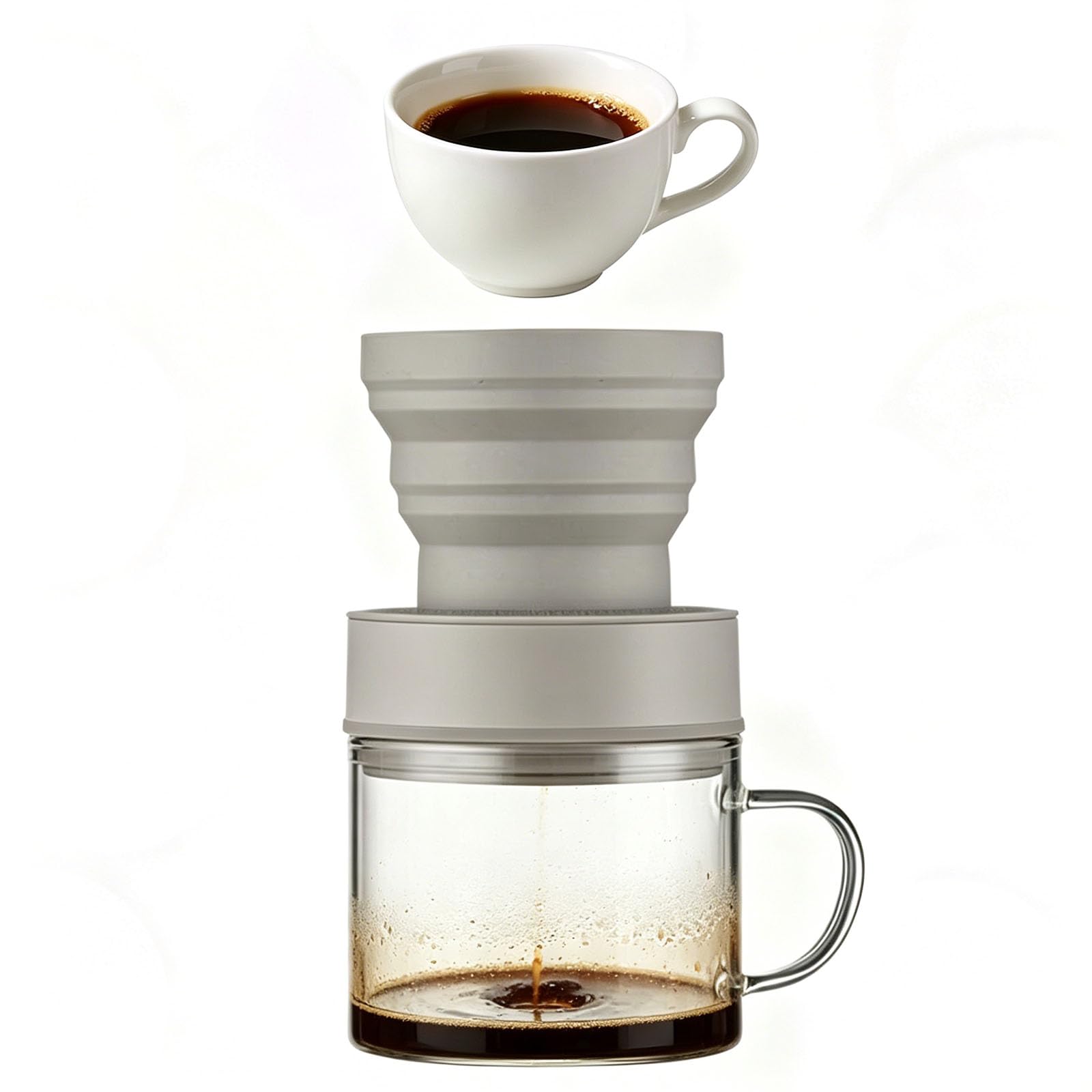 MRJYK 350ml Electric Vacuum Coffee Maker, Pour Over Coffee Dripper, Stainless Steel Filter Screen, 4-minute Cold Brew, Foldable Funnel, For Hot & Cold Extract, Travel, Office