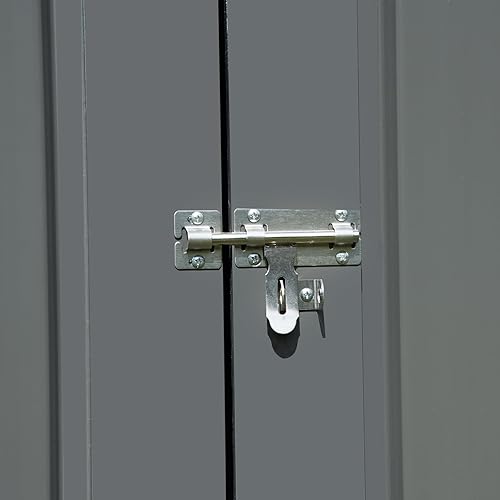 Miniatura 8 de Cobertizo de almacenamiento al aire libre con puerta con cerradura, cobertizo de almacenamiento de metal resistente para patio, patio trasero,