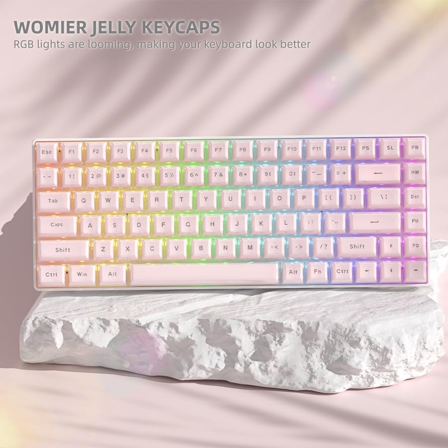 Image of Womier Pink Jelly Keycaps, Mechanical Keyboard for keycaps Set, OEM Profile Key Cap, 113-Key Cute Custom Keycaps for 60%,75%,100% Mechanical Keyboards with Cherry /Gateron MX Switches