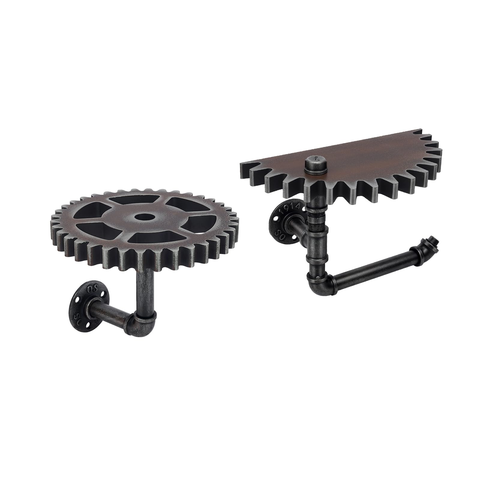 Set di 2 mensole da parete, design industriale, stile vintage, in legno