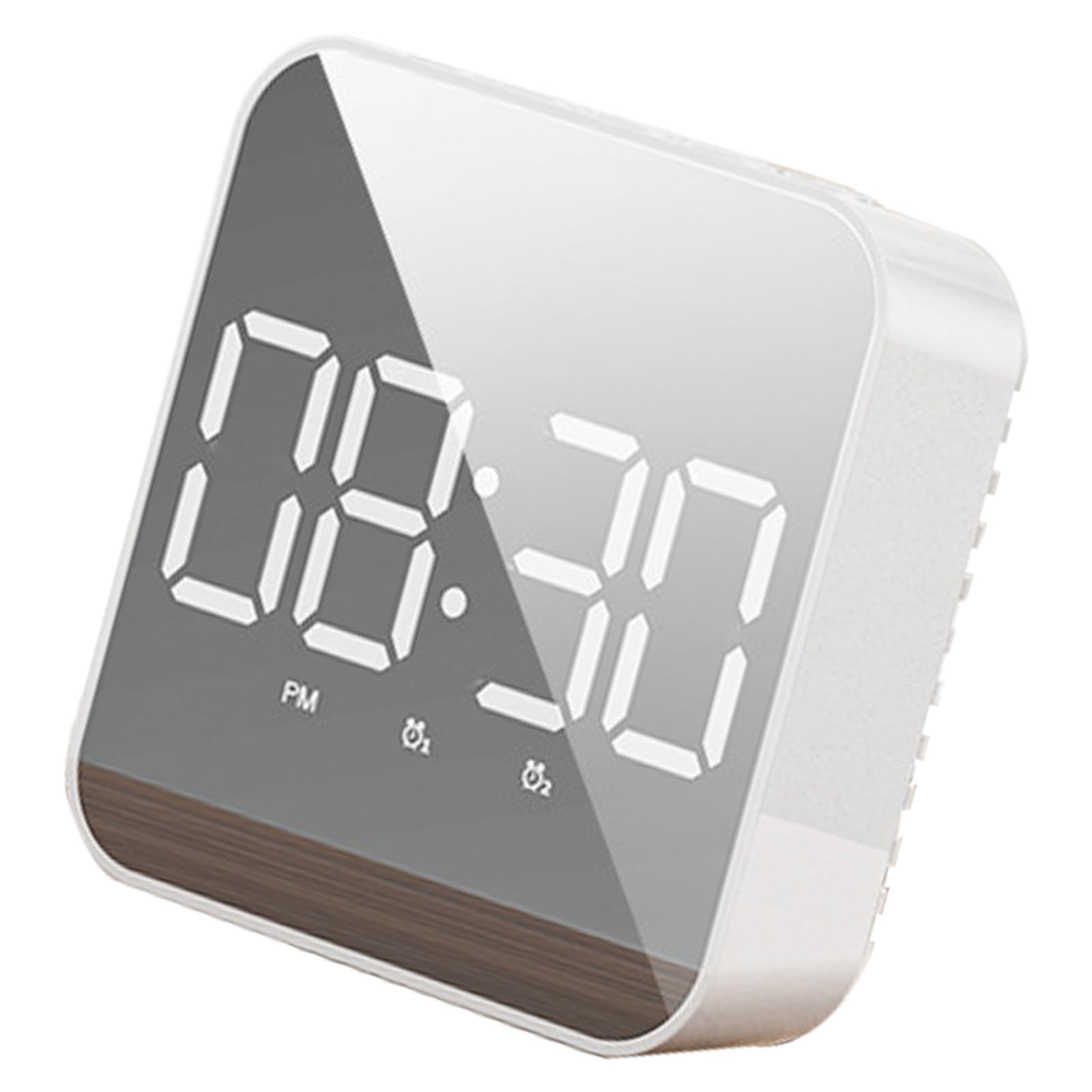 Msioytog Minimalists LED Digital Mirrored Clock with Voice Activation and Temperature Display 2 Alarms for Bedrooms and Desktops LED Mirrored Clock