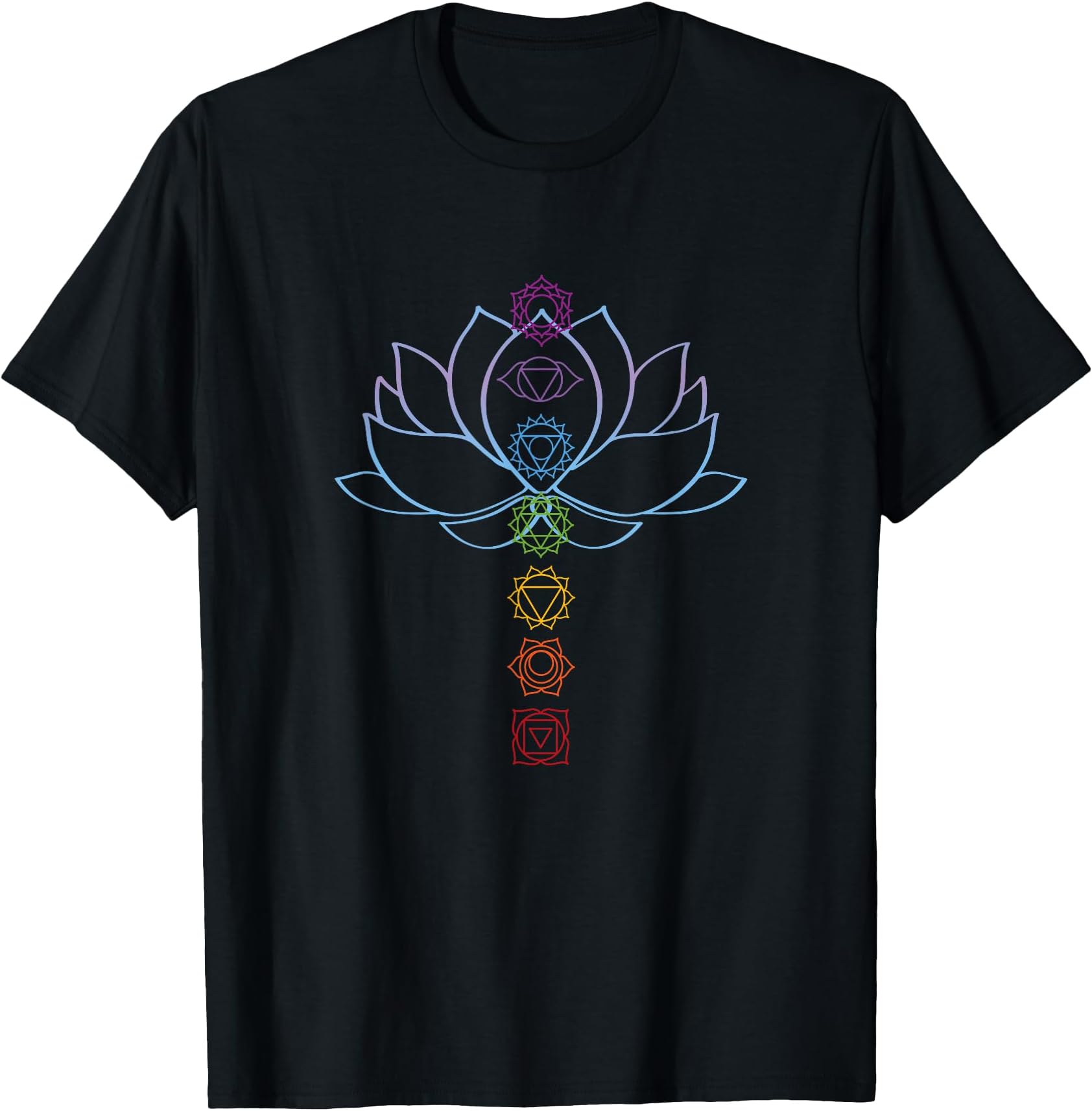 Spiritual Zen Lotus Flower Chakras Aligned Yoga T-Shirt