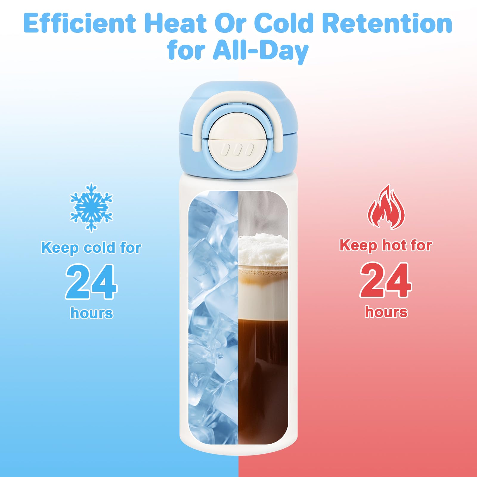 BEBOAN 550ml/18.6oz Stainless Steel Insulated Water Bottle with Straw, Blue Metal Water Bottle, Double-Walled Thermal Bottle BPA-Free - Image 4