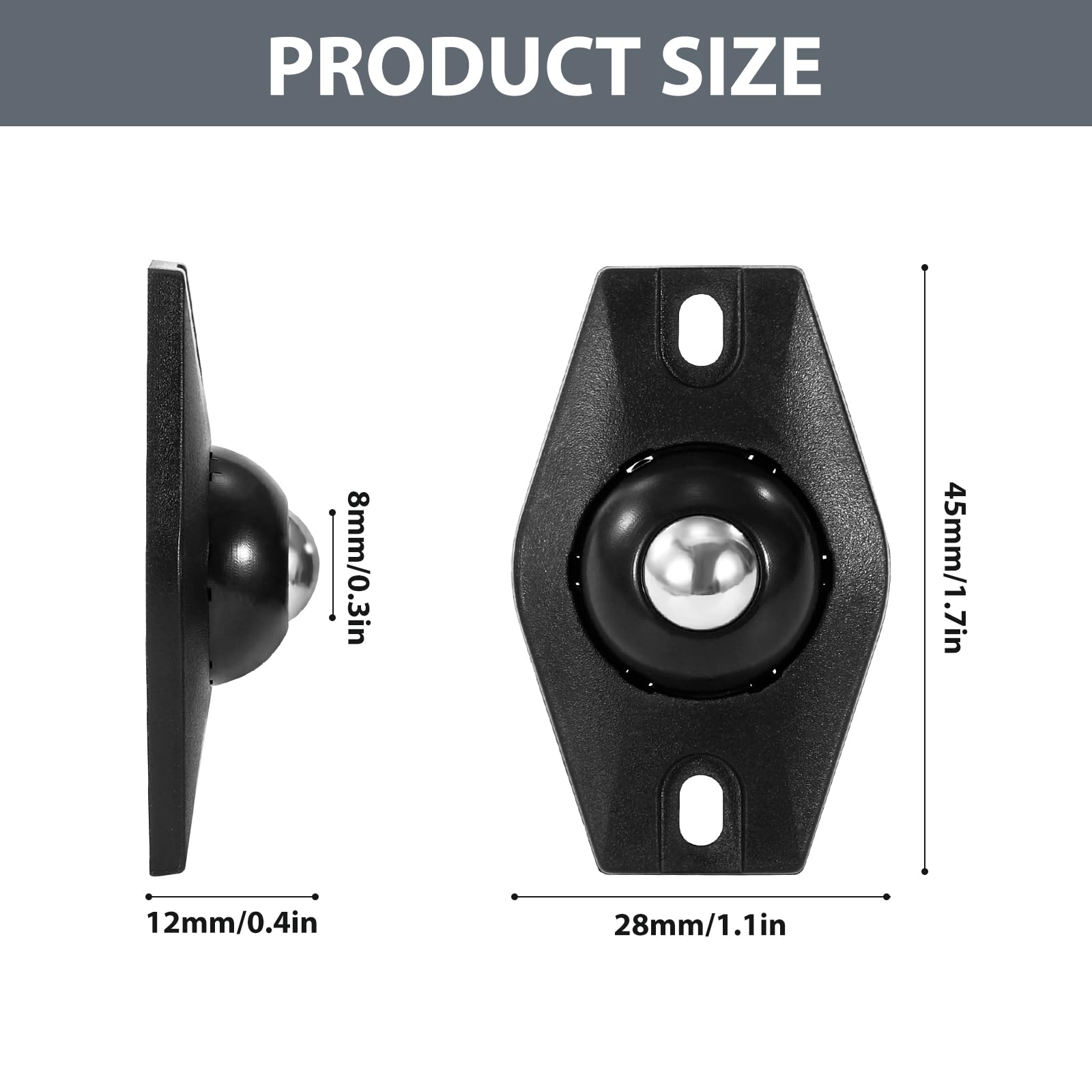 20er-Set Selbstklebende Kugelrollen 20x18x2,3 Mm – 360° Drehbar, Mit 3 Stahlkugeln, Für Möbel & Küchengeräte