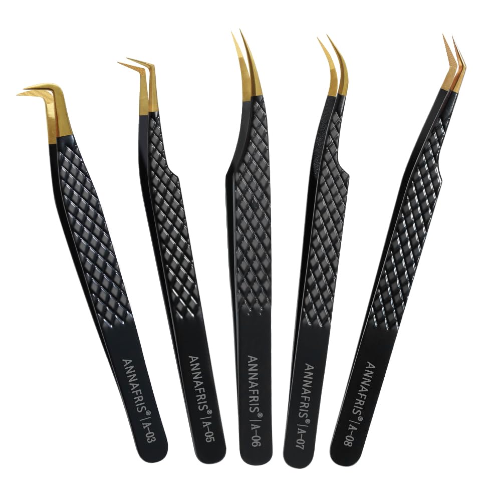 Pince Extension Cils Précision Inoxydable Pince Lash Tweezers(A3+5+6+7+8)
