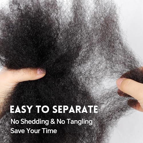 Afro Kinkys Bulk Human Hair -100% Real Human Hair for Mini Twist, Braiding, Loc Extensions & Crochet, Kinky Curly Hair Bundles, Natural Afro Bulk for Dreadlocks(1B, 12Inch) (1B, 12 Inch(Pack of 1)) - Image 4
