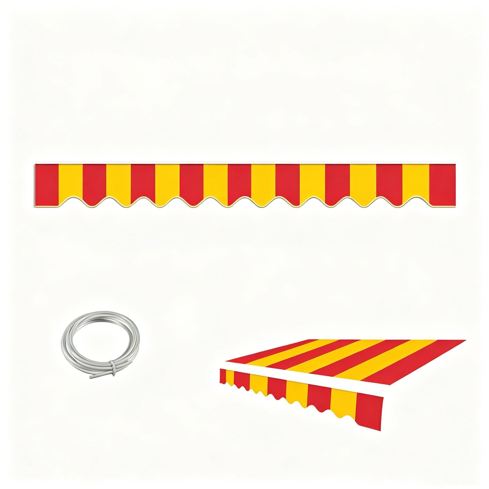 Robuster Markisenvolant Ersatz – wasserdicht UV-beständig, Markisenstoff Volant, 2-7 m B Ersatzvolant für Terrassenmarkise Wohnmobil(Red-Yellow,B6.0mxH0.2m)