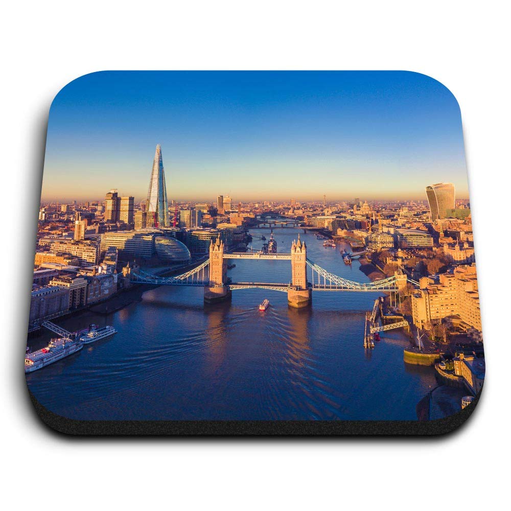 Destination Vinyl Ltd Multicolor 1 X Square Mdf Fridge Magnet - River Thames London Tower Bridge 21803