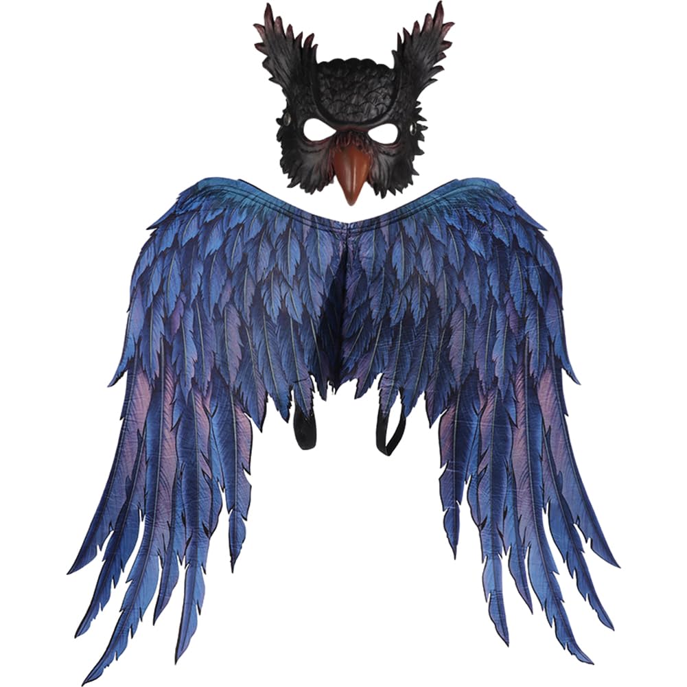 Stakee As Shown 1Set Halloween Mardi Gras Costume Cosplay Owl Dragon Wings Scary Owl Mask Set For Adult Halloween Party Dance Costume Props