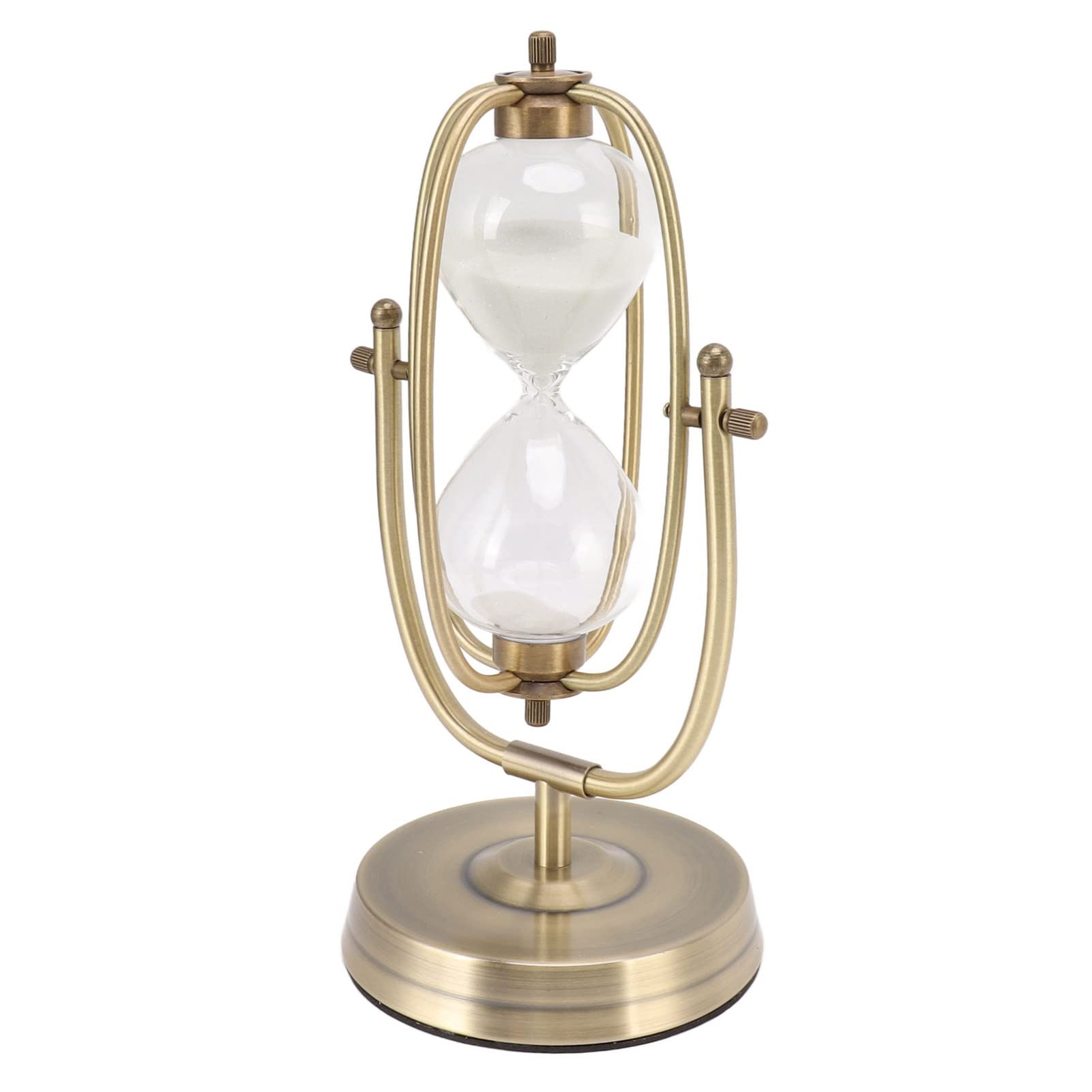 Exquisite Handgeschmiedete Sanduhr-Timer-Ornament, Poliertes Galvanisiertes Metall, Glas-Sanduhr für Heimdekoration (Klein, 15 Minuten rotierend)