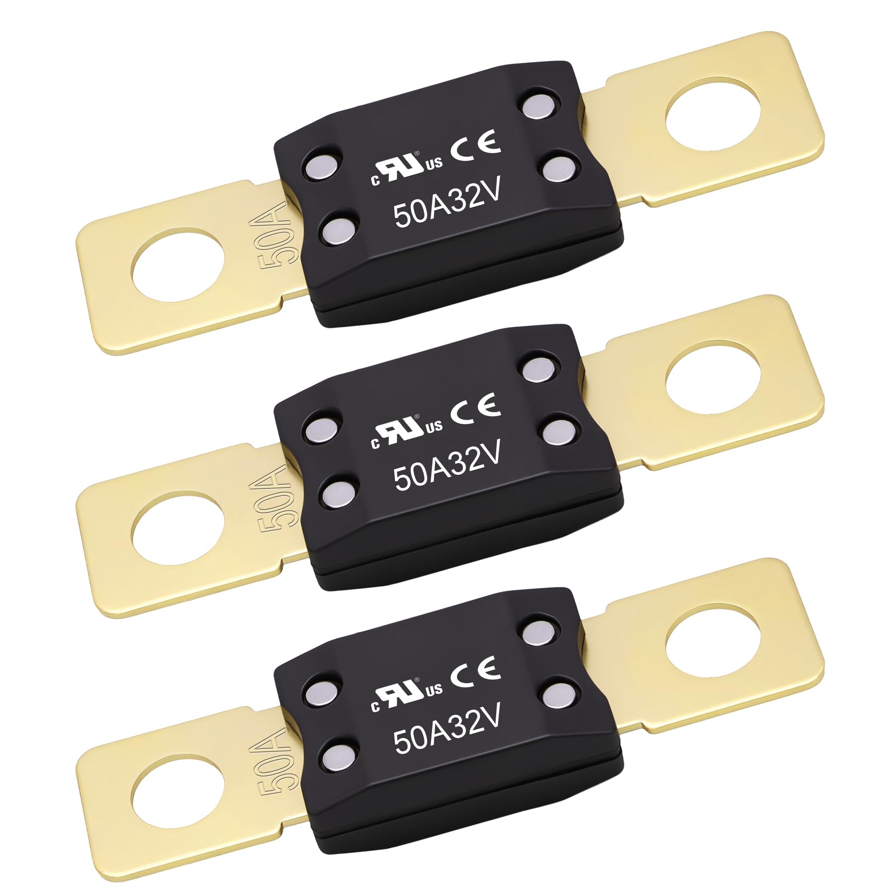 Weasch 50A MEGA/AMG Fuse, UL Recognized Component, High Current Bolt Mount Automotive 50 Amp for Cars, Trailers, Trucks, Buses, Caravans, Boats