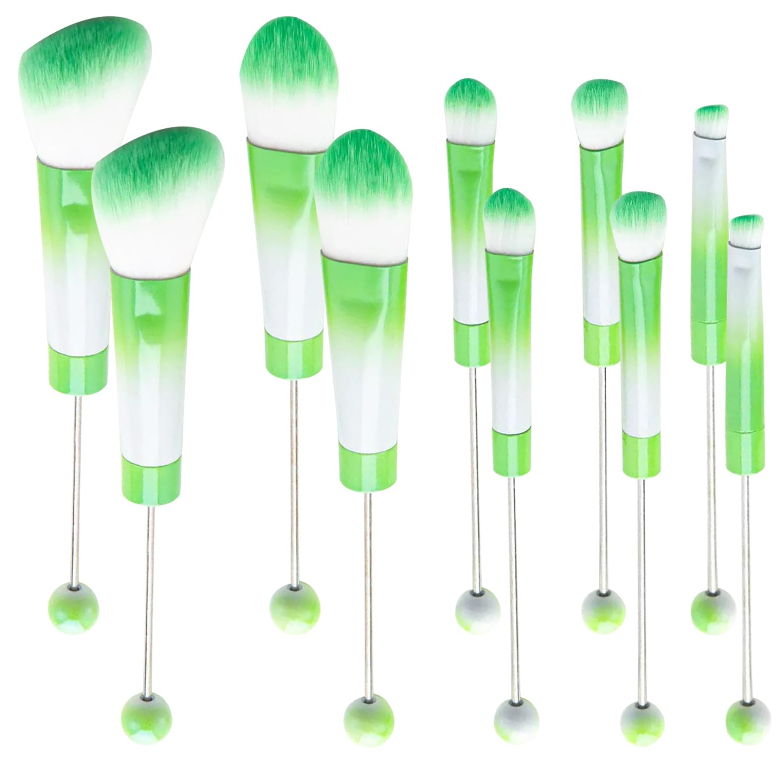 10 pennelli da trucco con perline fai da te, pennelli per trucco fai da te, kit di pennelli per ombretto, perline (10 pezzi = 2 set), colore: verde Tiedye