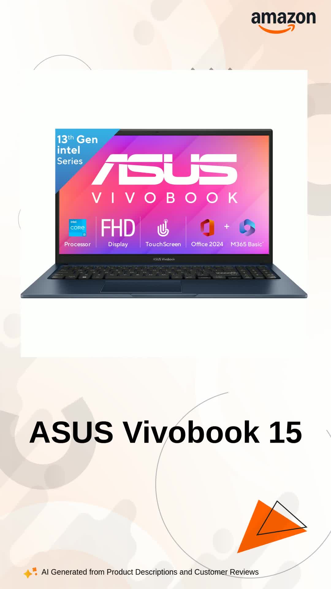ASUS Vivobook 15, Smartchoice,Intel Core i3 13th Gen 1315U, 16GB