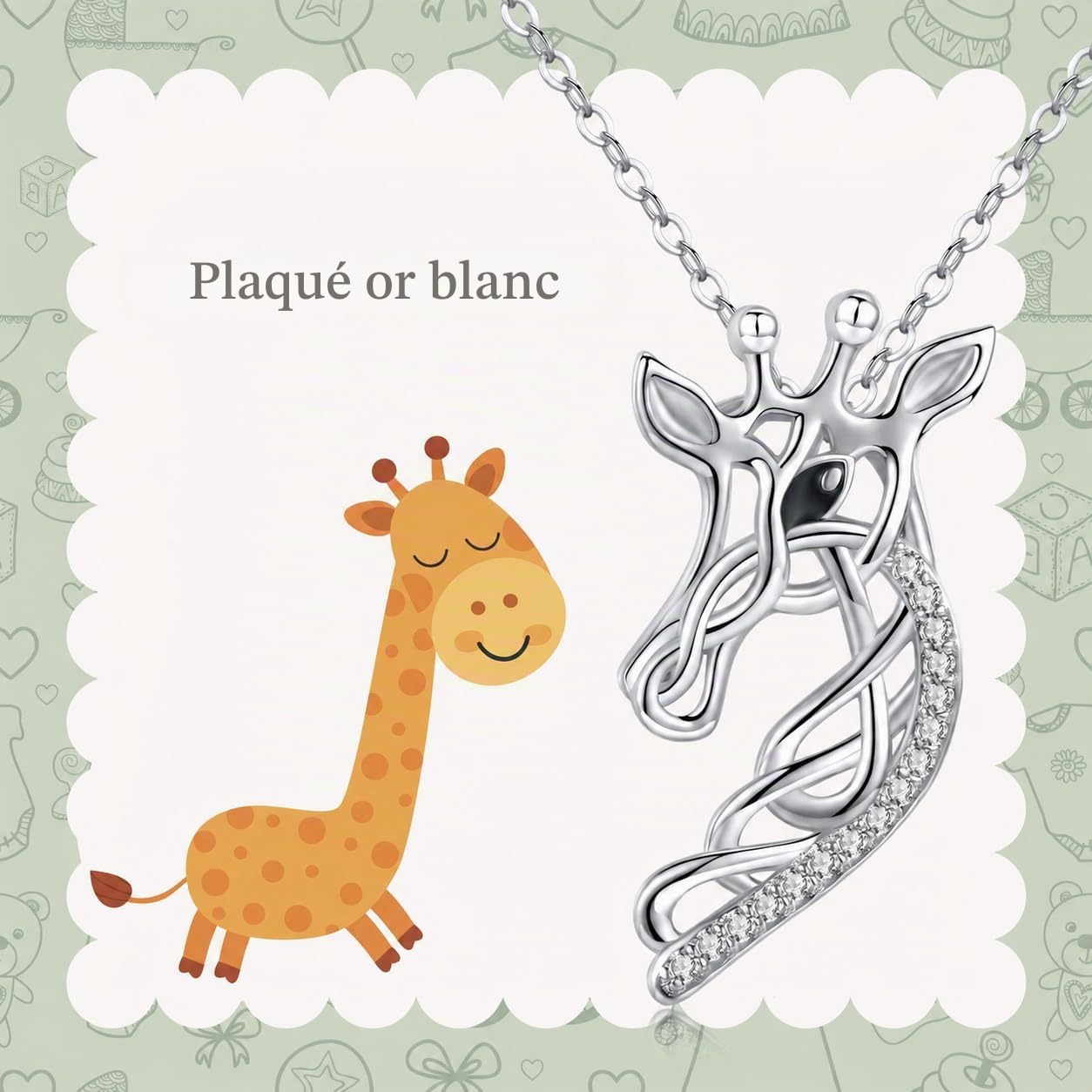 Collier Girafe Dames En Argent Sterling Bijoux Mère Fille Silhouette Nœud Celtique Pendentif Cadeau D'Anniversaire