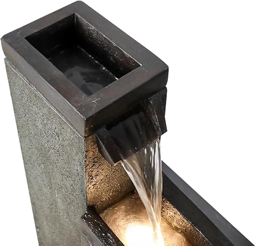 Miniatura 6 de BBabe Moderna fuente de agua de pie de 39.3 pulgadas de alto, fuente de agua para interiores y exteriores con luces para el hogar, jardín,