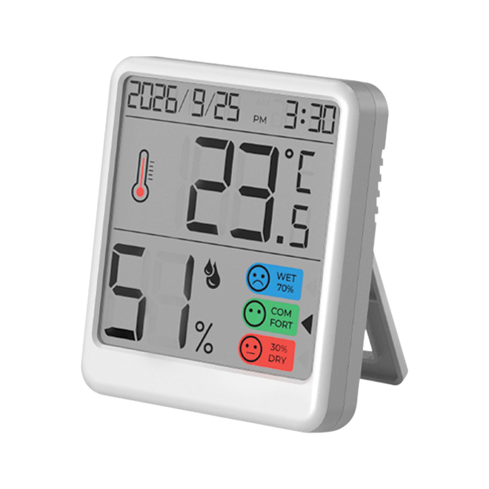 CAZSTYK Digital Hygrometer Clock with Large Display Temperature Humidity Monitor for Home Digital Hygrometer Thermometers Clock