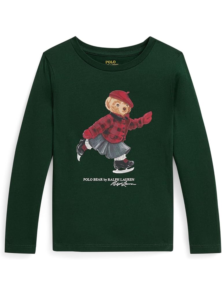 Black Polo Ralph Lauren Polo Bear Cotton Long Sleeve Tee (Toddler/Little Kid)