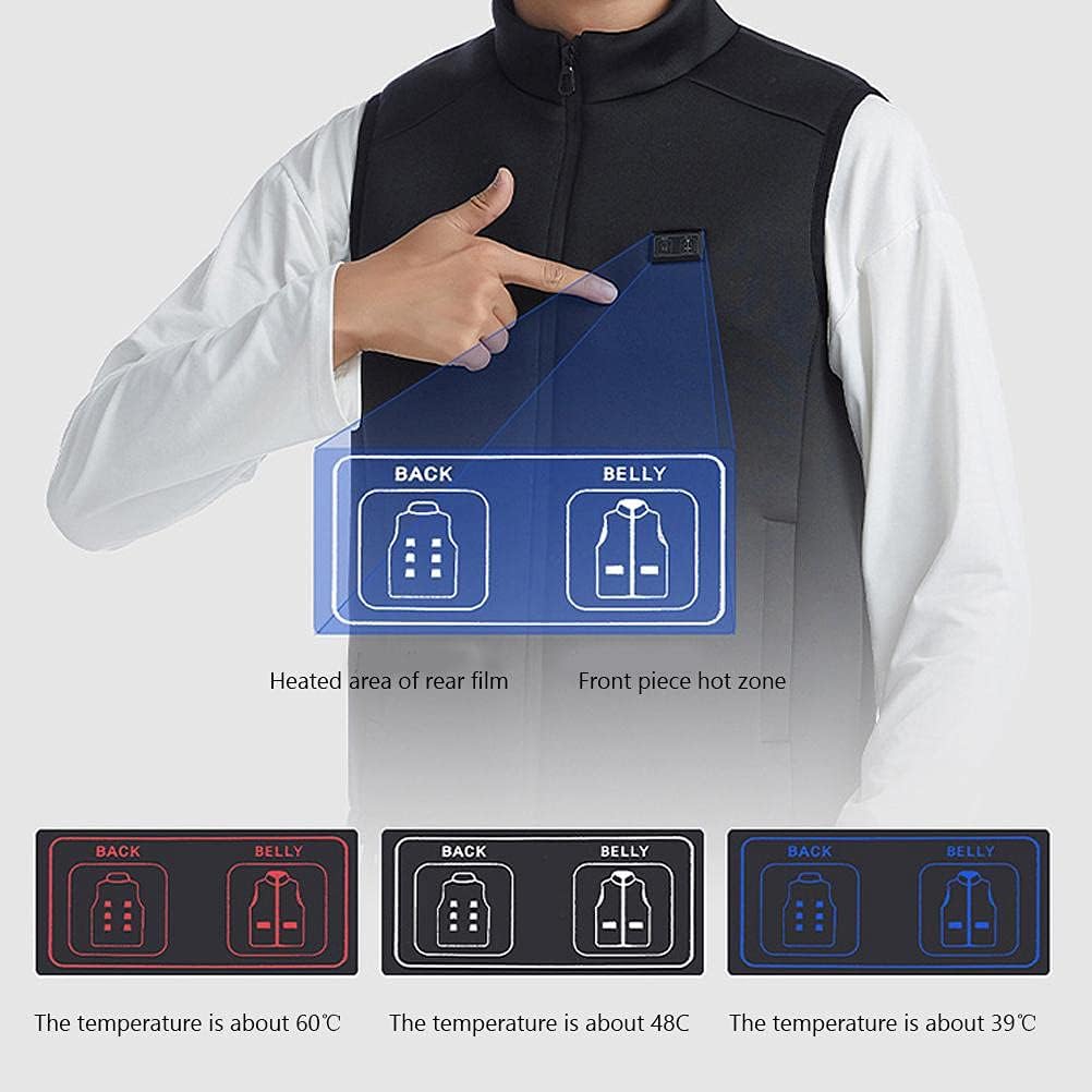 Keenso USB Heated Vest Dual Control, Windproof Warm Outdoor Sports Mountaineering, Winter (2