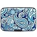 ELFISH Mini RFID Aluminum Wallet Credit Cards Holder Business Card Case Metal ID Case for Men Women (Blue flower)