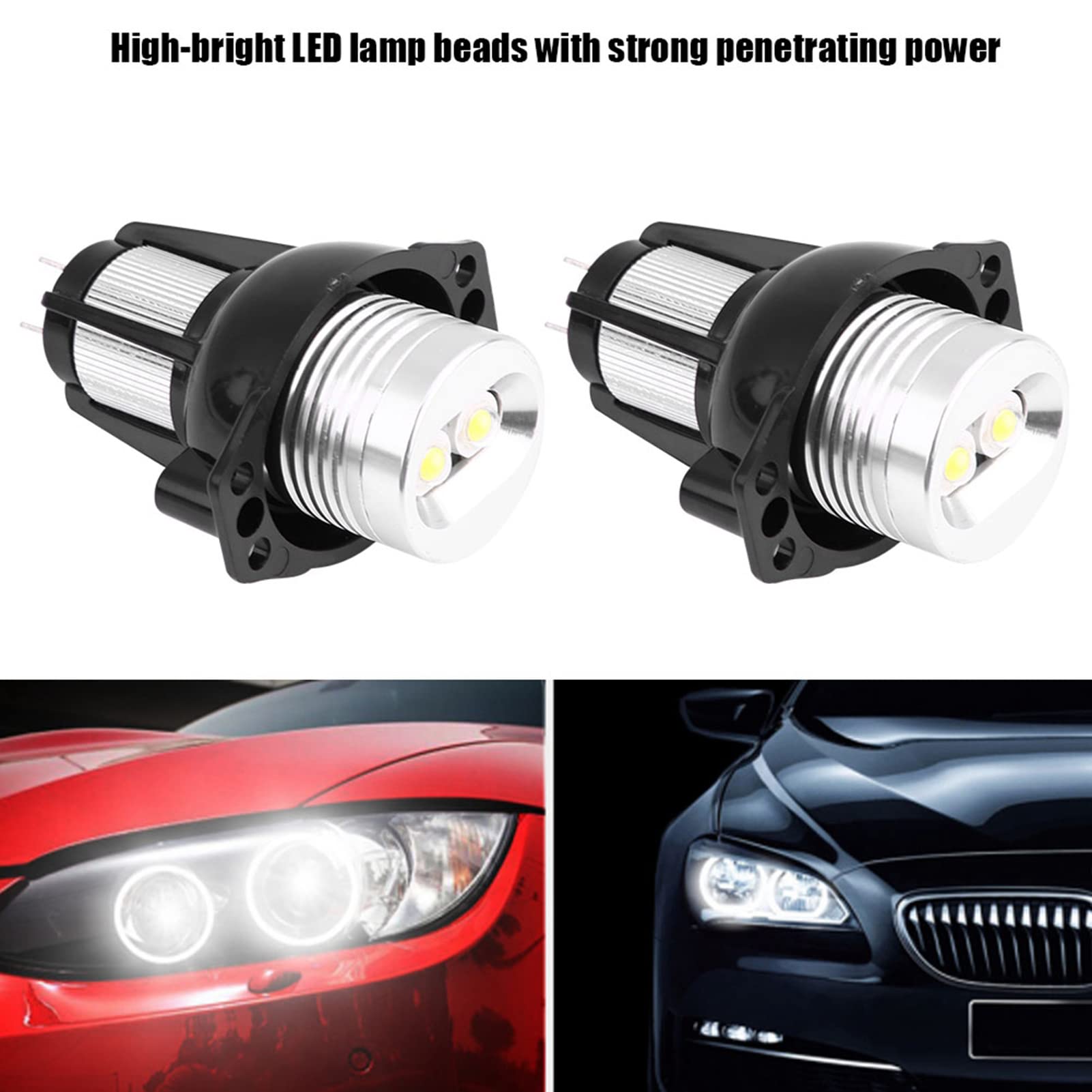 Angel Eyes LED Light, 2pcs 12W LED Angel Eyes Halo Ring Marker Light per E90 E91 05‑08 Lampade auto