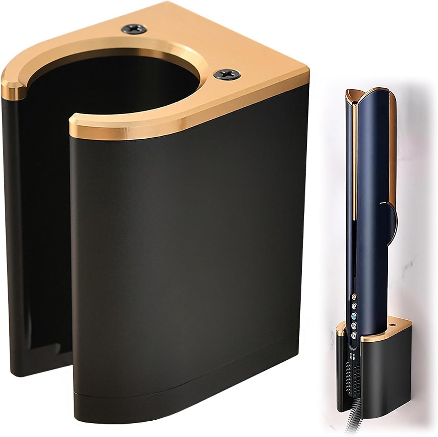 Wall Mount Holder Compatible with Dyson Airstrait Straightener, Air Wrap Styler Hair Curling Iron Barrel and Brush, Metal Organizer Storage Rack, Curling Iron, Accessory Organizer Rack
