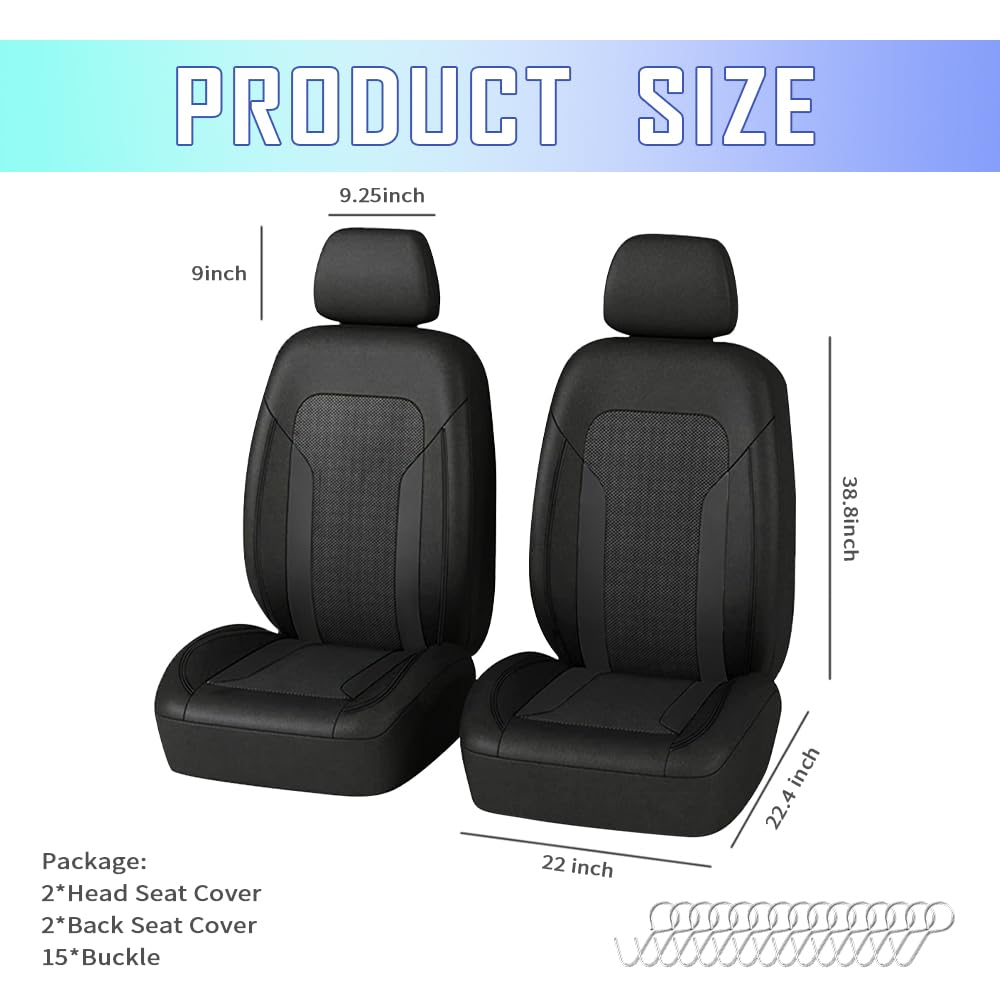 4PCS Cooling Car Seat Covers,Breathable Front Seat Covers with Mesh Construction and Foam Padding,Car Seat Protector to Reduce Back Sweating,Universal Car Interior for Car SUV (Black)