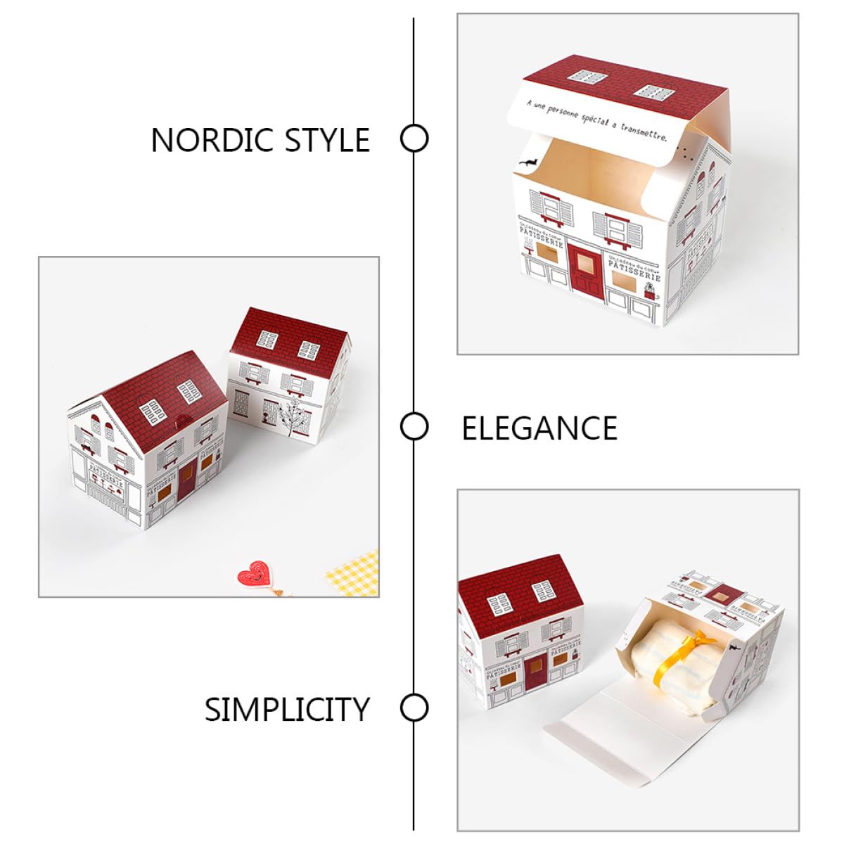 Parliky Geschenkboxen im Nordischen Stil aus Weißem Karton in Hausform 20 Stück Kreative Süßigkeiten und Keksverpackung für Besondere Anlässe