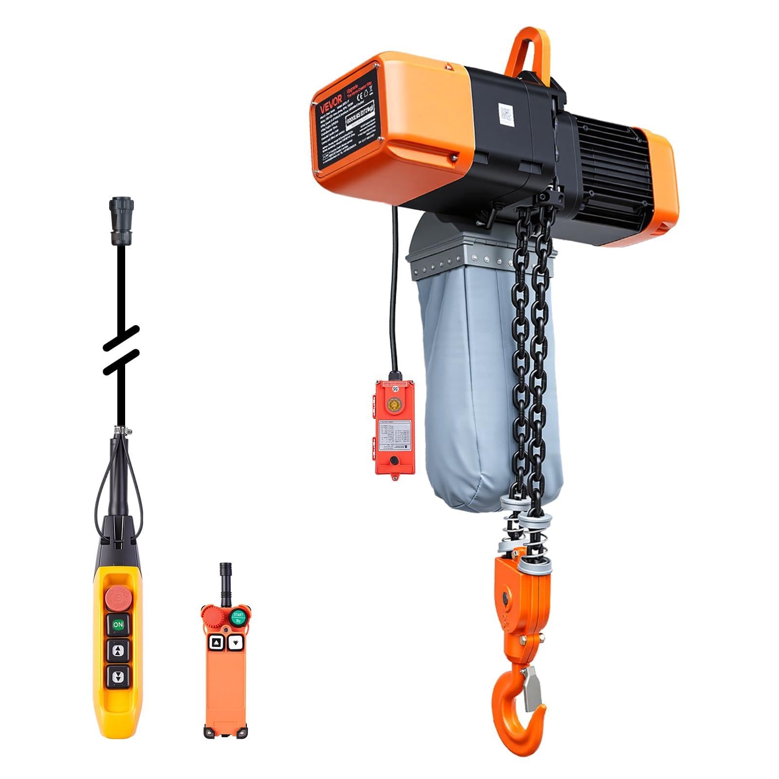 VEVOR Elektrischer Kettenzug 2721 kg 9,1 m Hubhöhe Dreiphasig G100-Doppelkette Notstopp