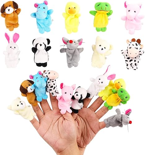 Miaopen Juego de 20 marionetas de dedo animales de felpa suave juguetes de marioneta para niños mini figuras de felpa surtido de juguetes para niños