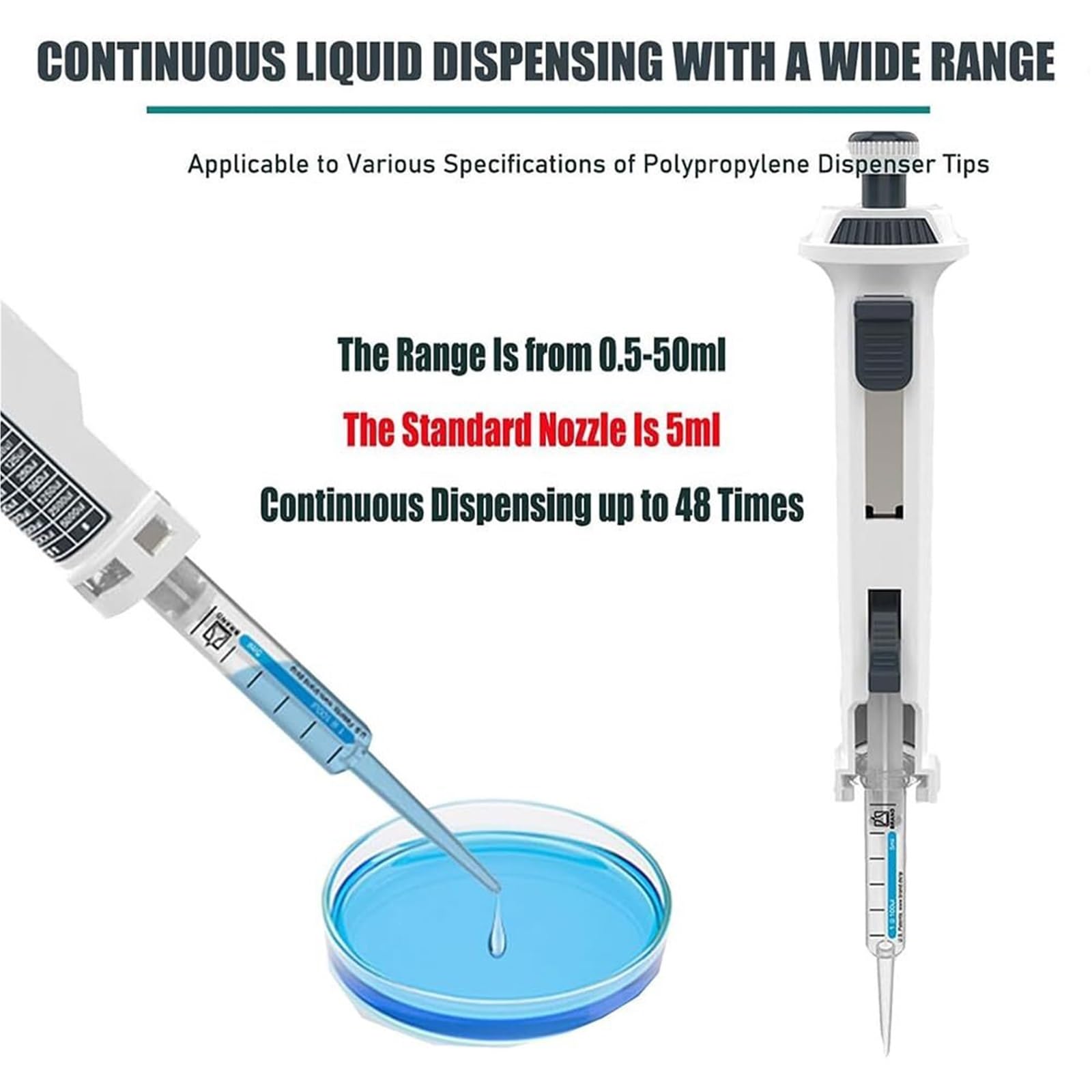 Pipeta Monocanal De 0,5-50 Ml Con Puntas De 5 Ml. Micropipeta De Laboratorio Con 5 Velocidades, Paso A Paso Y Ajuste Continuo For La Manipulación Precisa De Líquidos En La Investigación Química