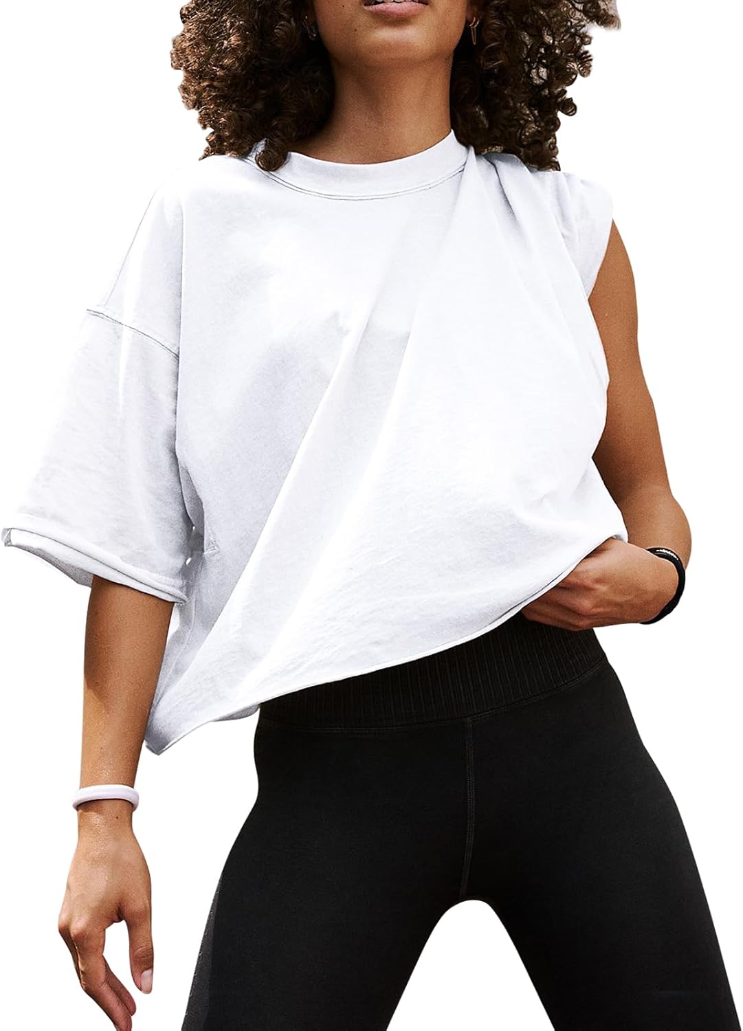 EBANKU Oversized Workout Shirts for Women Short Sleeve Crop Tops Casual Basic Cotton Athletic Yoga Running Cropped T-Shirts EBANKU Oversized Workout Shirts for Women Short Sleeve Crop Tops Casual Basic Cotton Athletic Yoga Running Cropped T-Shirts