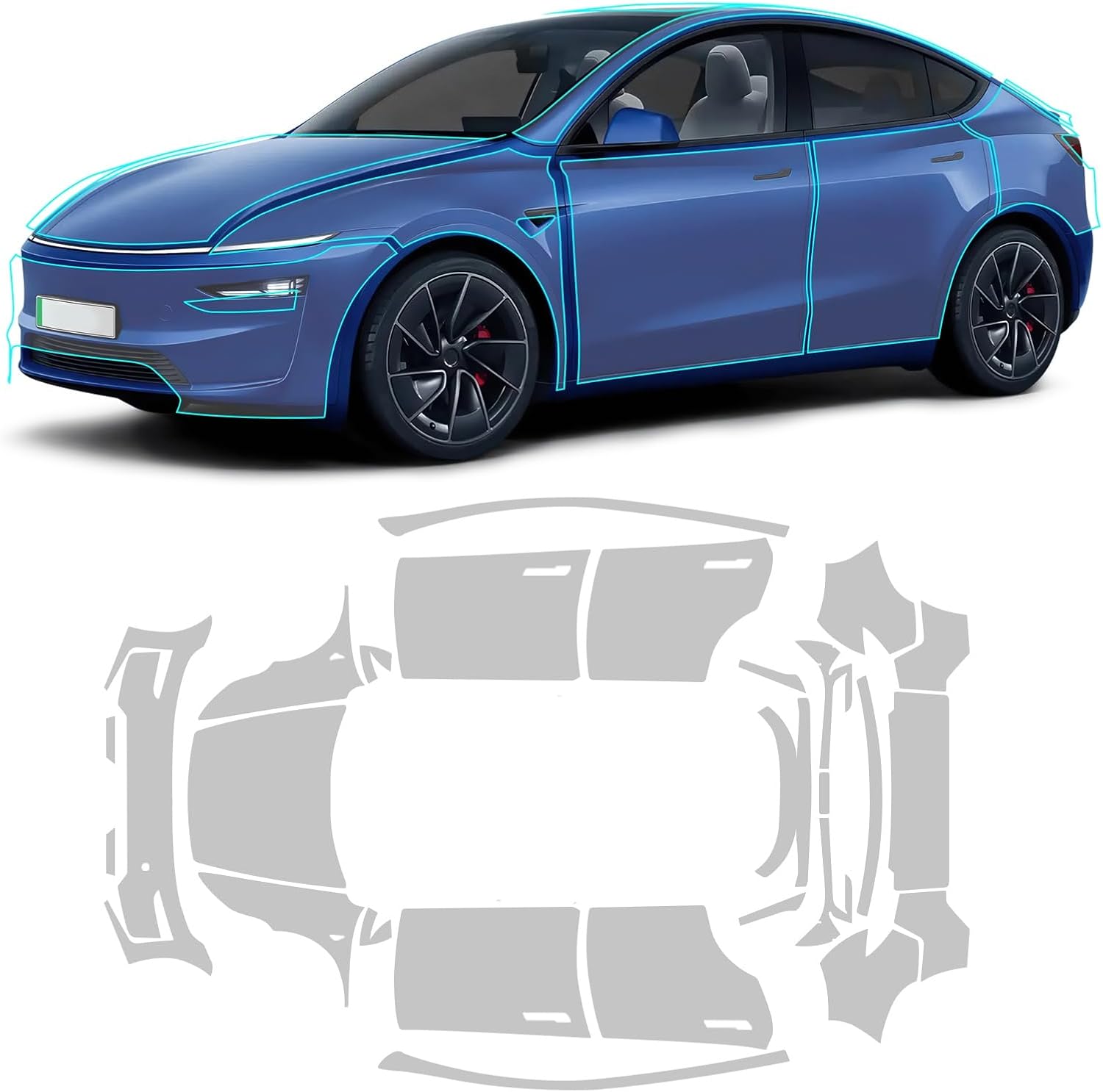 Precut Paint Protective Film for 2025 2026 Tesla Model Y Juniper Full Body 8.5 Mil TPU PPF Clear/Matte Car HD Scratch Exterior Accessories (Matte Transparent)