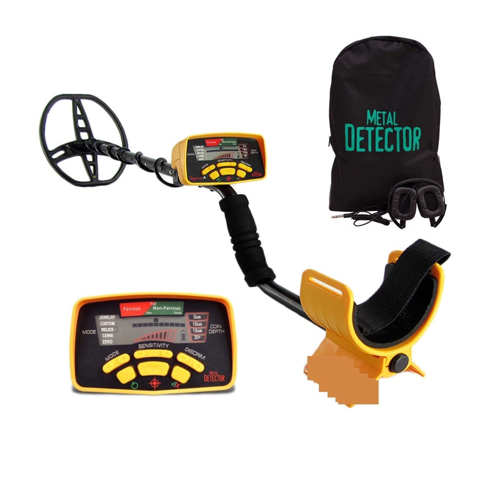 Metal Detector, Underground Gold and Silver Metal Detector MD-6350 Locator Jewelry Custom Relics Coin Pinpointer Waterproof Searching(MD6350 Yellow)