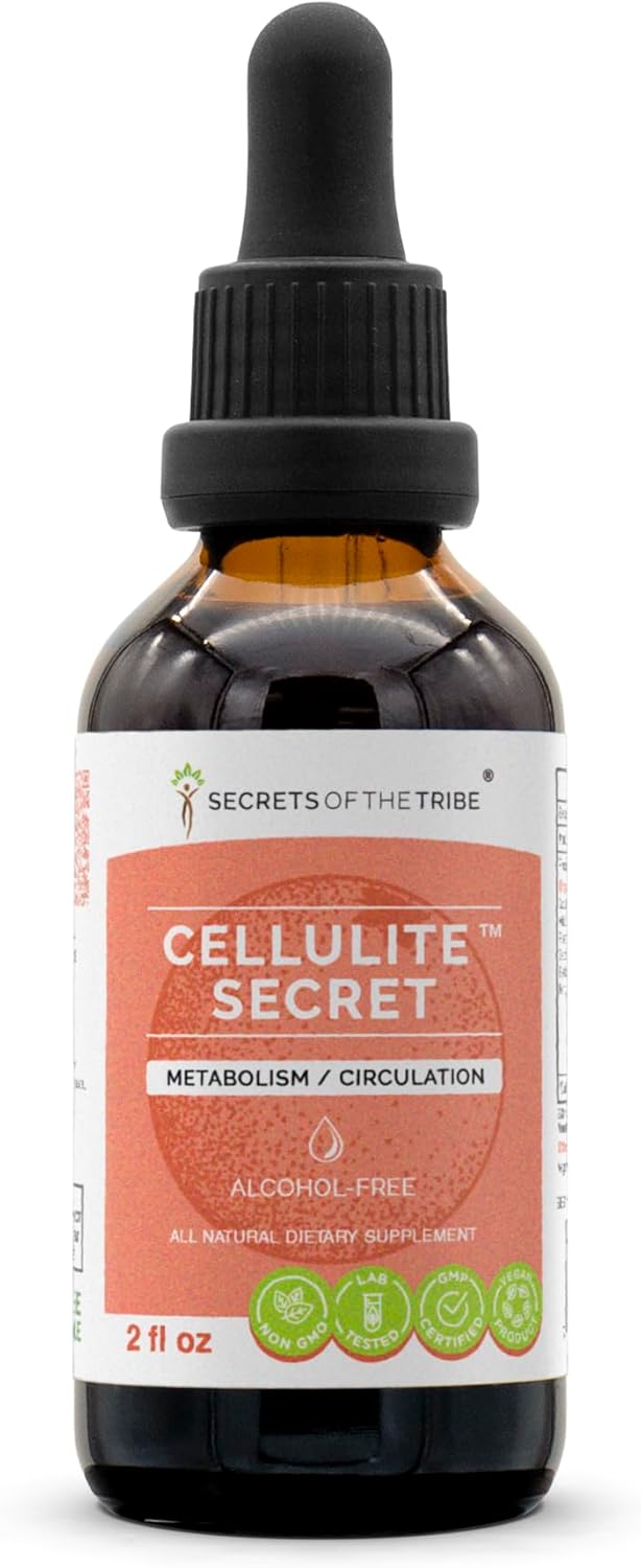 Cellulite Secret Alcohol-FREE Extract, High-Potency Herbal Drops, Tincture made from Gotu Kola, Alfalfa, Rosemary, Dandelion, Beetroot, Fenugreek. Metabolism / Detox / Circulation 2 oz